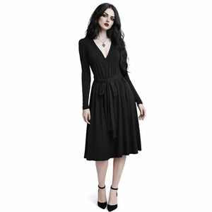 Theory Womens Dress Size 2 Black Long Sleeve Midi Witchy Romantic Goth Workwear
